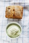 Avocado cream and  bread — Stock Photo