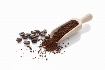 Coffee powder and beans — Stock Photo