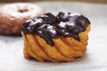 Dark Chocolate Frosted Doughnut — Stock Photo