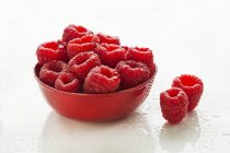 Bowl of Fresh ripe Raspberries — Stock Photo