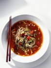 Tomato soup with soba noodles — Stock Photo