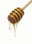 Honey dripping from dipper — Stock Photo