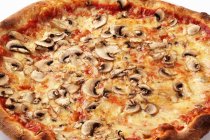Mushroom pizza with tomato sauce — Stock Photo