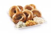 Bagel Platter with Cheeses — Stock Photo