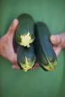 Man holding courgettes — Stock Photo