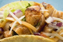 Closeup view of chicken Taco with vegetables — Stock Photo