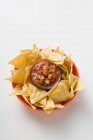 Tasty fresh Salsa with nachos — Stock Photo