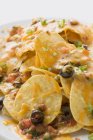 Tortilla-Chips mit geschmolzenem Käse — Stockfoto