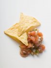 Nachos con salsa de tomate - foto de stock