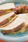Beef quesadillas with salsa — Stock Photo