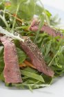 Steak mit grünen Blättern — Stockfoto