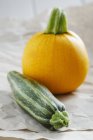 Round yellow and green stripy courgettes — Stock Photo