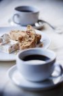 Cups of Espresso with Biscotti — Stock Photo