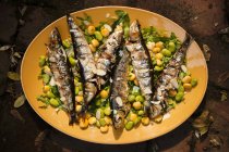 Platter of Grilled Sardines — Stock Photo