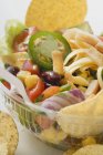 Mexican salad to take away in plastic bowl — Stock Photo