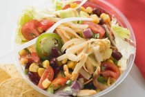 Mexican salad in plastic bowl — Stock Photo