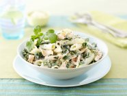 Penne pasta with salmon — Stock Photo