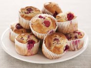 Stack of raspberry muffins — Stock Photo