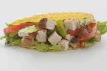 Vue rapprochée du poulet Taco sur la surface blanche — Photo de stock