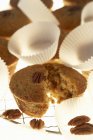 Freshly baked pecan muffins — Stock Photo
