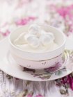 Quark cream with meringues — Stock Photo