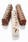 Chocolate marshmallows in row — Stock Photo