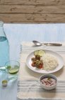 Bohnensuppe und Reis — Stockfoto