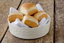 Bowl of baked Rolls — Stock Photo