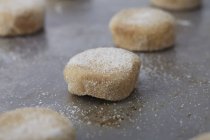 Closeup view of raw sugar cookies with icing — Stock Photo