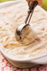 Scooping Homemade Peach Ice Cream — Stock Photo