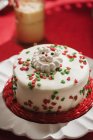 Різдвяний пиріг з Санта прикраса — стокове фото