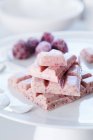 Raspberry chocolate bars — Stock Photo