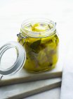 Cheese preserved in oil — Stock Photo