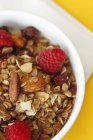 Bowl of granola with almonds — Stock Photo
