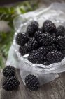 Fresh blackberries in plastic bag — Stock Photo