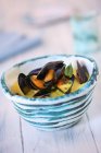 Mussels in Broth on Bowl — Stock Photo