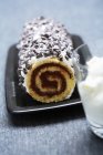 Nougat roulade with cream — Stock Photo
