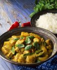 Thai chicken curry with rice — Stock Photo
