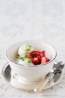 Frozen yoghurt with strawberry — Stock Photo