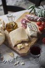 Rustic starter of cheese — Stock Photo
