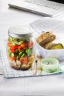 Vegetable salad with bread — Stock Photo