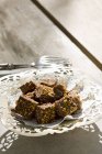 Truffle squares with walnuts — Stock Photo
