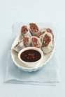 Rice paper rolls with beef — Stock Photo