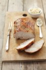 Partly sliced Roasted pork loin — Stock Photo