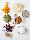 Ingredients for crunchy muesli — Stock Photo