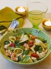 Pappardelle pasta with seafood — Stock Photo