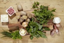 Ingredients for making potato cakes — Stock Photo