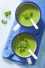 Pea soup garnished with parsley — Stock Photo