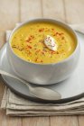 Cream of carrot soup with lentils — Stock Photo