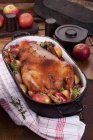 Roast goose with apples — Stock Photo